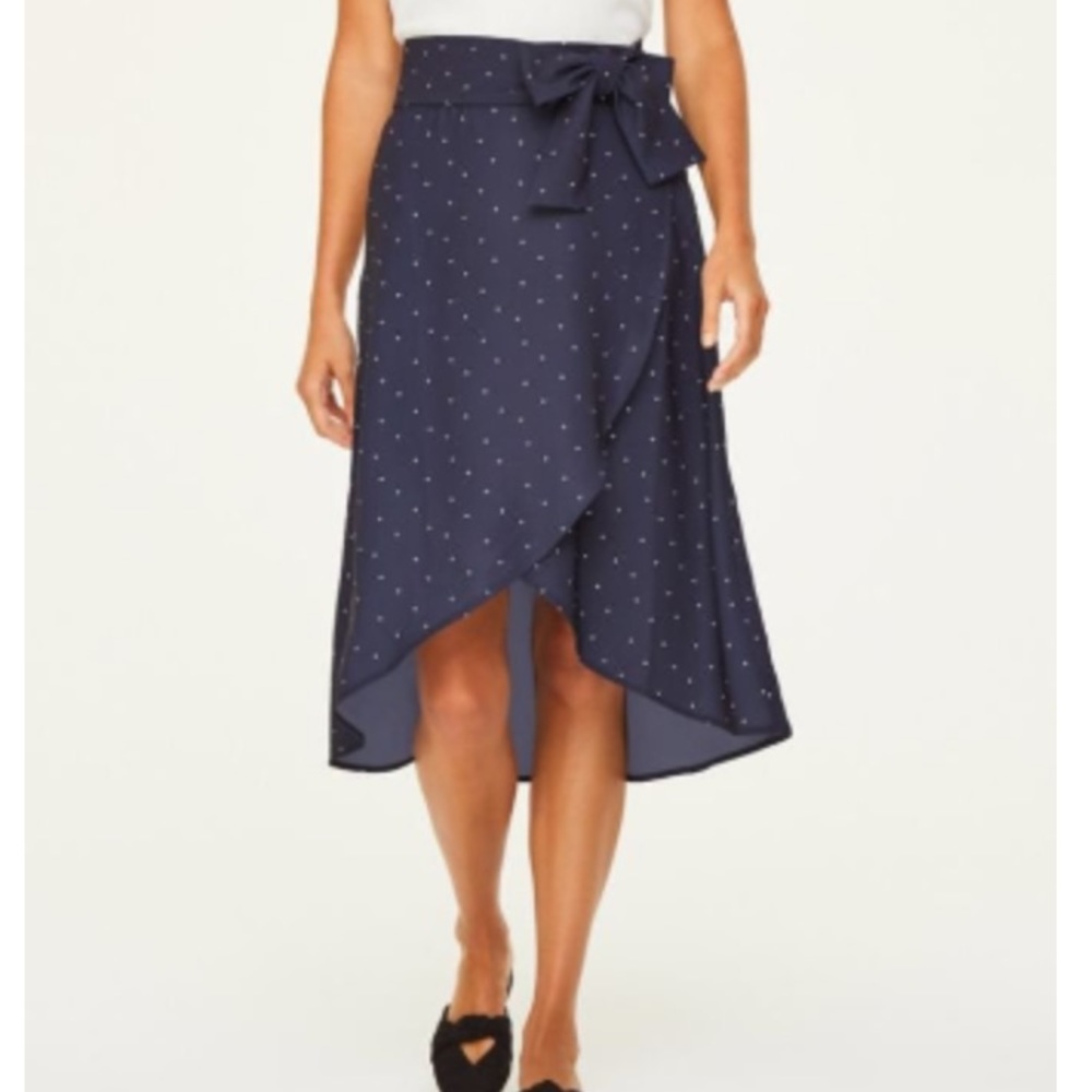 Loft outlet polka dot faux wrap skirt